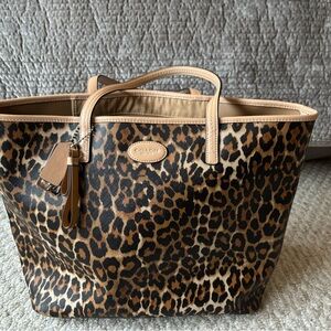 Coach Tan and Black Leopard Tote